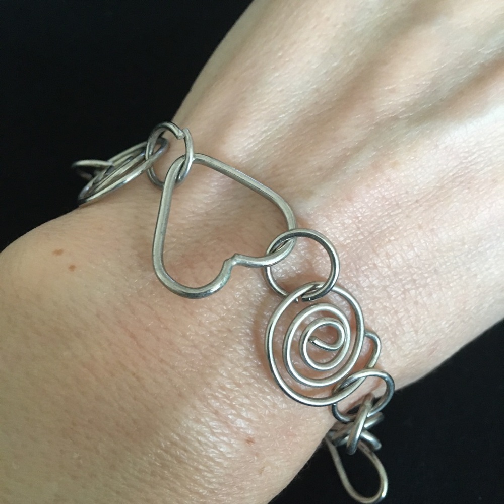 Spiral and Heart Silver Tone Fashion Jewelry Bracelet